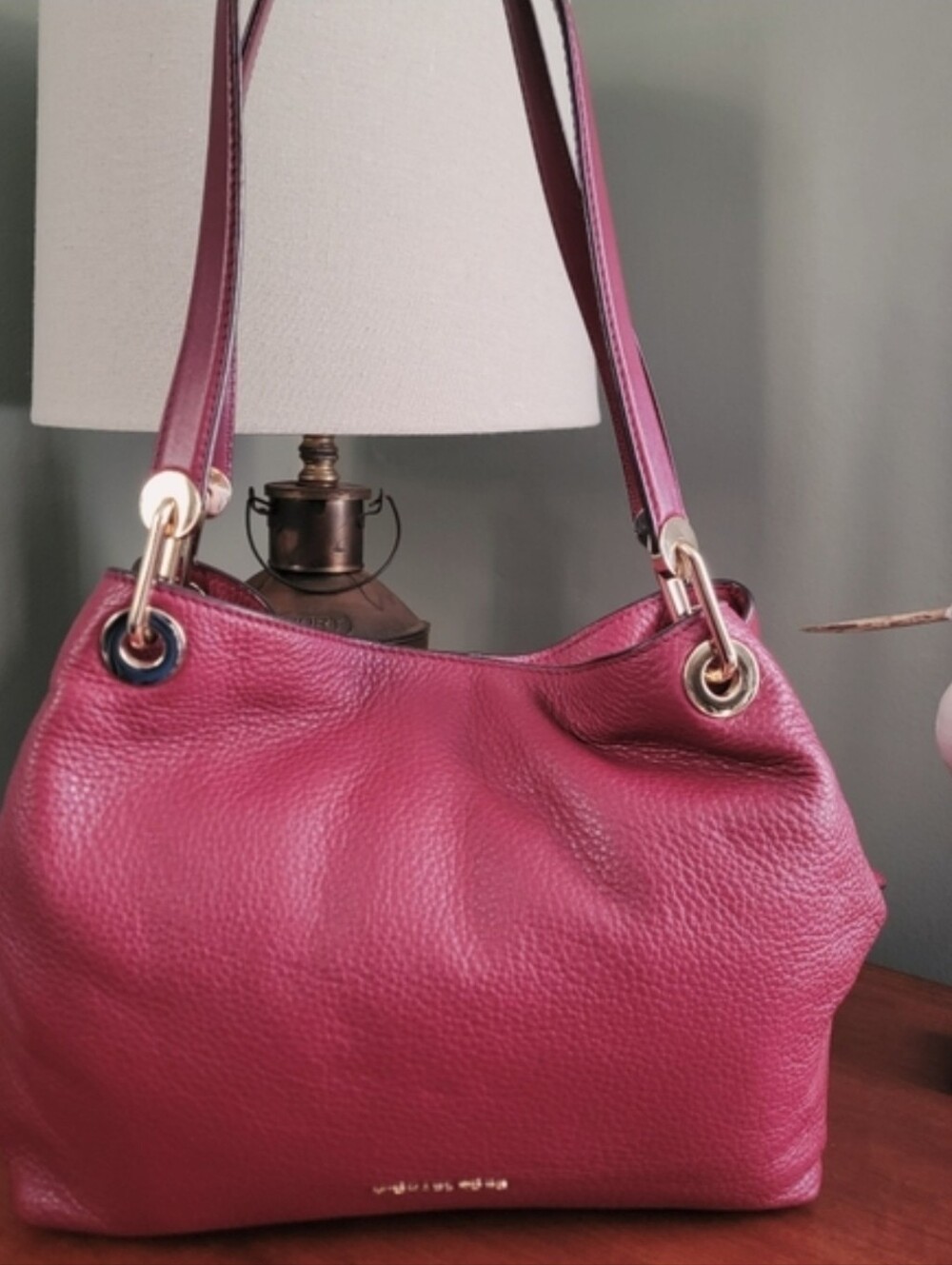 Michael Kors Raven Large Red Pebbled Leather Hobo Shoulder Bag Purse